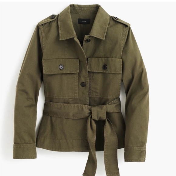 J. Crew Women's Belted Utility Jacket in Olive NEW - Picture 9 of 11